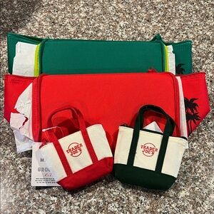 Trader Joe's mini Insulated Bag Set - mini Canvas micro tote w/grocery bag set